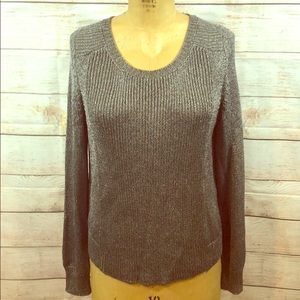 Eileen Fisher Gunmetel Metallic Knit Sweater M